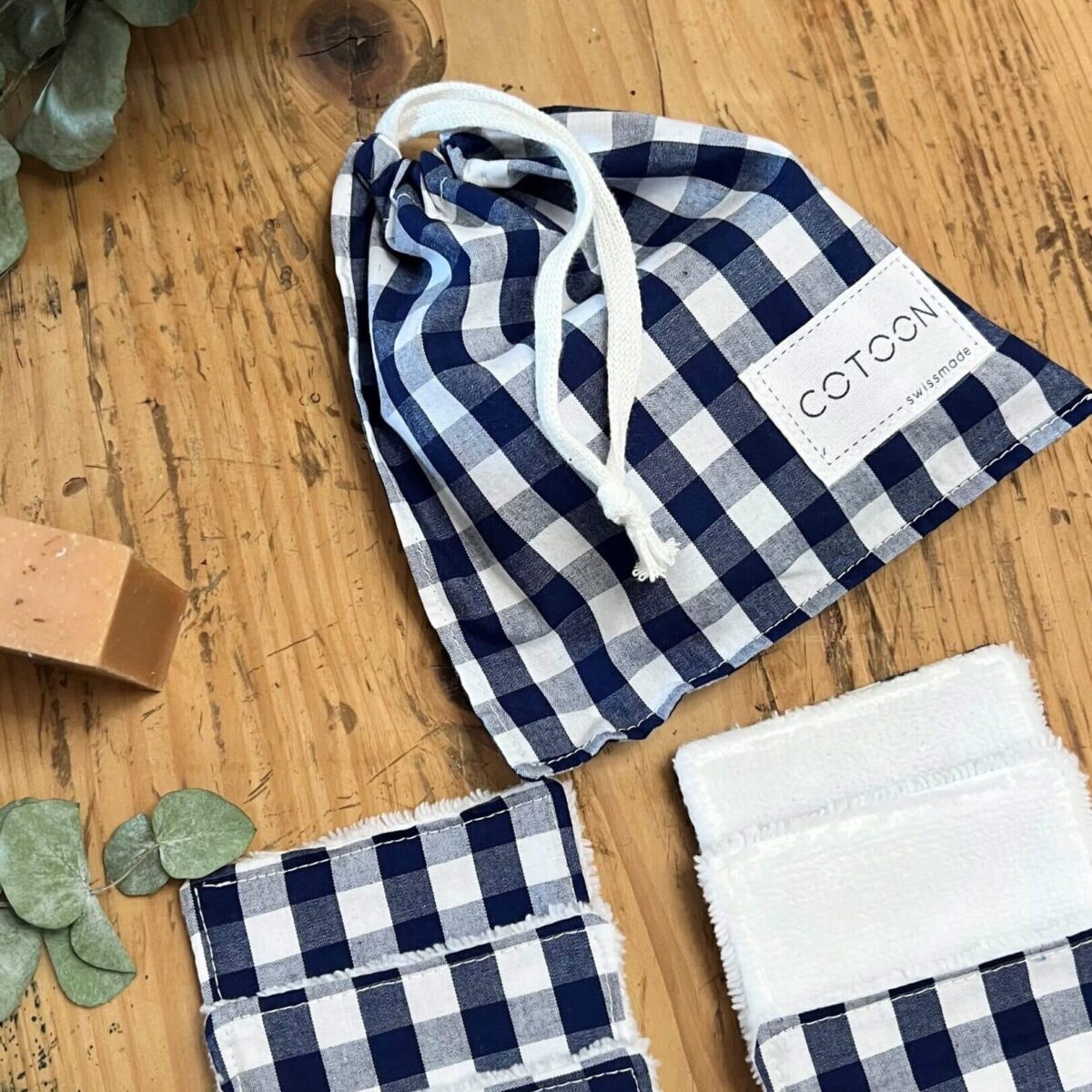 Lingettes démaquillantes avec pochette, fait main